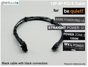 π24" Black PCI-E (GPU) 8P Cable for Be Quiet!: Dark Power 13, Pure Power 12 M - Afbeelding 1 van 1