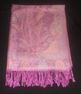 PINKS / LILAC / BLUE MIX PASHMINA SCARF 100% VISCOSE APPROX 180CM BY 68CM - Picture 1 of 6