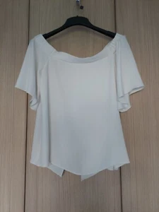 Size 12 RIVER ISLAND Blouse- Cream-Cap Sleeves-pretty - Picture 1 of 5