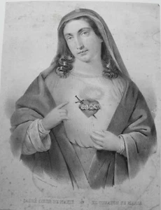Sacre Coeur de Marie Heilige Herz der Maria echte alte Lithographie 1840 59 - Picture 1 of 1
