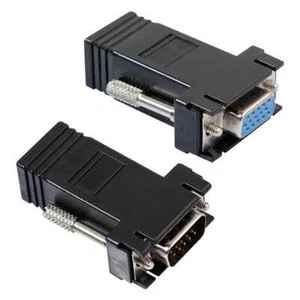 VGA 15pin Male / Female Extender to Lan Cat5 Cat5e RJ45 Female Converter Adapter - Picture 1 of 10