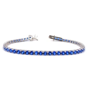 BRACCIALE TENNIS IN ARGENTO CON ZIRCONI BLU 2MM, RODIATO IN ORO BIANCO - Foto 1 di 2