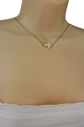 OFF WHITE Women Fashion Jewelry Necklace G Metal Chain Cross Pendant Classic Off White