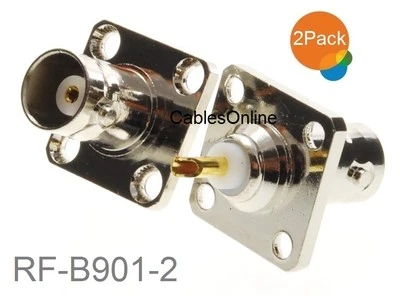 CABLESONLINE 2-Pack Commercial Grade BNC Female Jack Bulkhead Panel Chassis Mount Connector