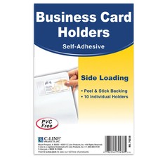 C-Line Self-Adhesive Business Card Holder, Side Load, 2" x 3-1/2", Pack of 10