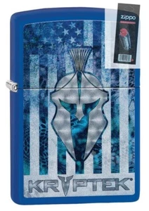 Zippo 49179 Kryptek Logo On American Flag Blue Matte Lighter + FLINT PACK - Bild 1 von 1