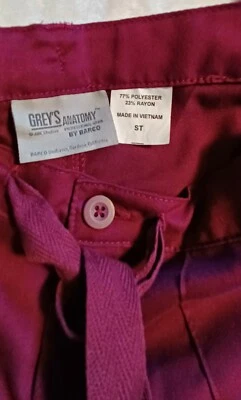 Grey's Anatomy 6 pocket mens drawstring scrub pants sz ST NWT maroon - Image 1 of 4