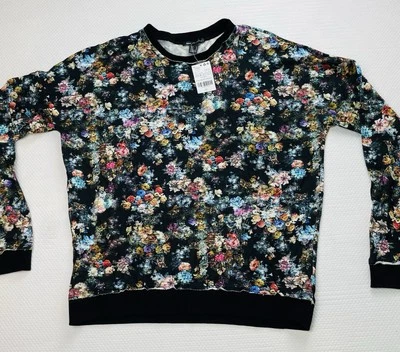 MNG Collection Black Floral Print Large Women’s Long Sleeve Pullover NWT - Image 1 of 4