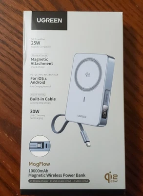 Заканчивается 12/15 11 вечера PST UGREEN MagFlow магнитный беспроводной банк питания - Изображение 1 из 3