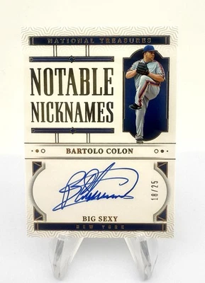 Panini National Treasures Bartolo Colón 2025 apodos notables automático/25 GRAN SEXY Foto 1 de 2
