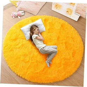 Round Rug 5x5 Feet Fluffy Soft Area Rugs for Kids Girls Room 5ft Orange - Picture 1 of 7