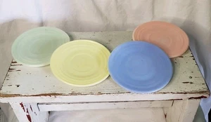 Vtg CHILDREN'S TEA SET SAUCER PLATES HAZEL ATLAS MULTICOLOR - Picture 1 of 5