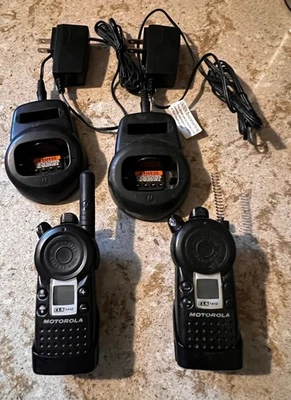 2 (Used) Motorola CLS1410 4 Channel  Two-Way Radio with Belt Clips And Chargers - Image 1 of 4