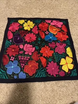 NWOT Guatemala pillow cover floral embroidery 19” Square - Image 1 of 4