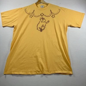 90s Vintage Mojoware Single Stitch Tee Western Wear T Shirt Mens XL Yellow Brown - Picture 1 of 15