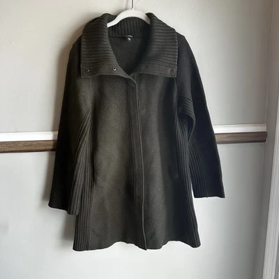 Abrigo Chaqueta Acanalada Eileen Fisher Verde Oliva Lana Hervida Para Mujer’s Pequeño Foto 1 de 4