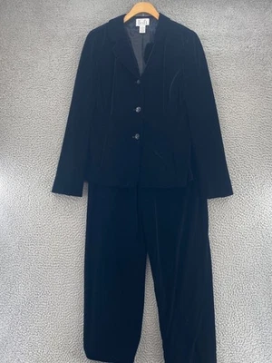 LOFT Conjunto de Traje Mujer 8 Blazer Negro Terciopelo Pierna Recta Pantalón Elastizado 2 Piezas Foto 1 de 4