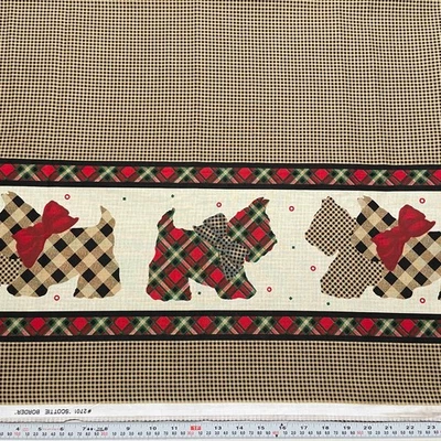 Vintage 1997 Daisy Kingdom Scottie Border Cotton Fabric by the HALF YARD