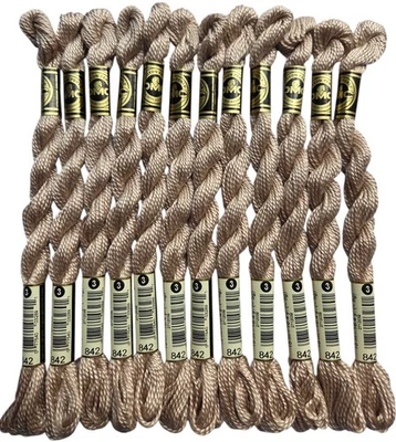 DMC Cotton Perle #3 Lot of 12 Very Lt Beige Brown #842 Embroidery Floss Thread - Image 1 of 2