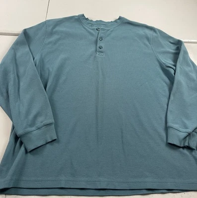 LL Bean Henley Shirt Men Size XXL Green Longsleeve Thermal Outdoor Pullover - Image 1 of 4