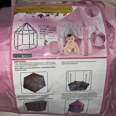 Princess Castle Playhouse Tent Toy for Girls, Pink Kids Play House Indoor, Ch... - Image 1 of 3