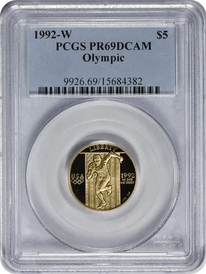 1992-W Olympic $5 Gold Five Dollar Proof Commemorative PR69DCAM PCGS - Image 1 of 2