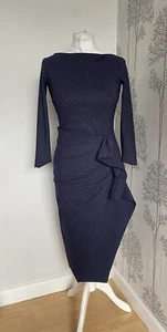 Chiara Boni La Petite Robe Zelma Navy Print Sheath Dress Ruffle Side 42 Uk 10 - Bild 1 von 12