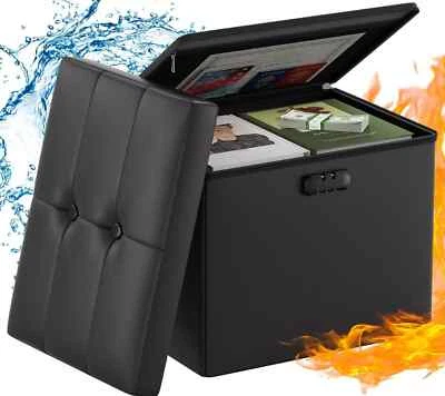 Otomana de almacenamiento con cerradura ignífuga e impermeable plegable reposapiés taburete cofre Foto 1 de 4