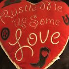 Figi Pillow Rustle Me Up Some Love Western Throw Rope Trim Red Heart Shaped