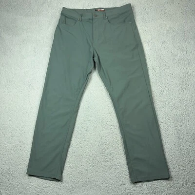 Pantalones Hudson Barrow Performance Tech pierna cónica verde elástico informales para hombre 36x29 Foto 1 de 4