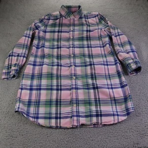 Polo Ralph Lauren Oxford Shirtdress Girls 12 Pink Blue Plaid Cotton Preppy Pony - Picture 1 of 11