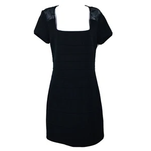 Vintage Peep Bodycon Black Cocktail Party Dress Size Large Sheer Back & Beading - Picture 1 of 13