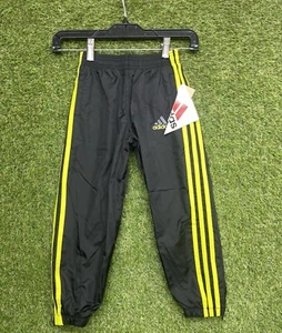 Vintage Adidas Trackpants Toddler Little Kids Large Dark Gray Neon Green 90s - Picture 1 of 12