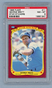 1986 Fleer Star Stickers George Brett #11 - Royals HOF - PSA 8 NM-M