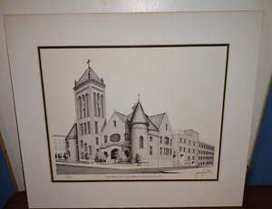 Primera Iglesia Metodista de West Market Street Greensboro Jerry Miller Impresión 157/500 - Imagen 1 de 8