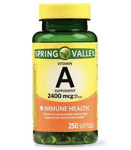 Spring Valley Vitamin A 250 Softgels GMP Quality Assured 