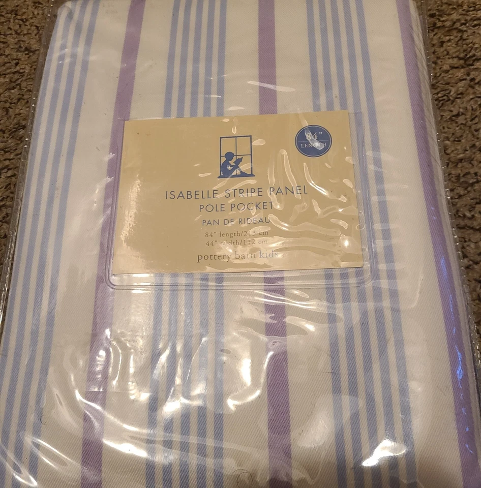 2 Nuevos Paneles a Rayas Isabelle PÚRPURA/AZUL Pottery Barn Kids 44 X 84" Cortina  Foto 1 de 3