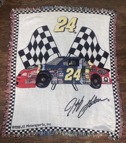 Jeff Gordon DuPont NASCAR #24 1998 VTG KNIT Blanket J G MOTORSPRTS INC 40 X 52" Cover