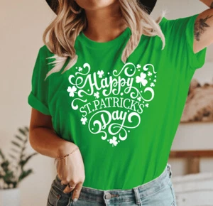 St Patrick's Day T-Shirt Irish Shamrock Ireland Paddys Funny (Happy st day 1,TS) - Picture 1 of 5