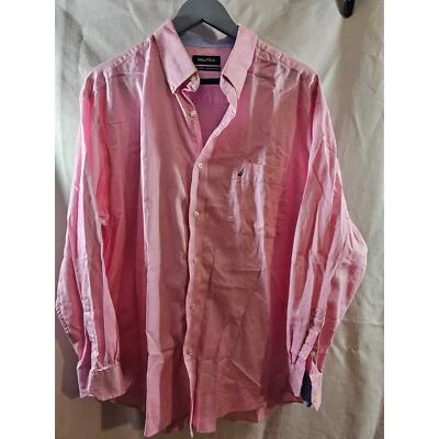 Camisa NAUTICA Para Hombre Manga Larga Calce Clásico Con Botones Rosa Talla 17 32/33 Foto 1 de 4