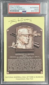 Tony LaRussa Signed Gold HOF Plaque Postcard Yellow Chicago Cubs As Auto PSA/DNA - Picture 1 of 3