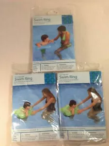 Inflatable 25" Swim Ring Pool Float Lot of 3 Green Green Blue Ages 3+ #T1 - Picture 1 of 1