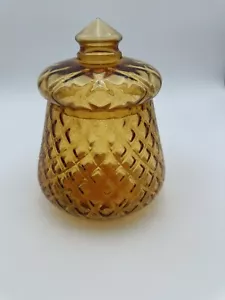 Vintage Light Amber Glass Candy Dish Or A Canisters with Lid 8x6” - Picture 1 of 8
