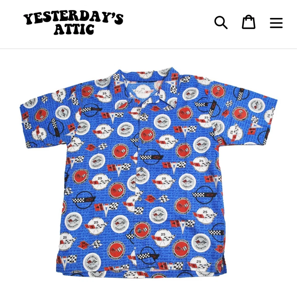 Vintage Corvette Button Shirt Size Small - Image 1 of 2