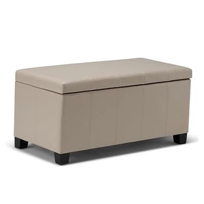  Dover 36 inch Wide Contemporary Rectangle in Satin Cream Storage Ottoman Bench - Image 1 of 4