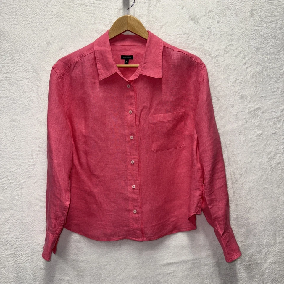 Talbots льняная рубашка на пуговицах с длинным рукавом средний розовый классический Coastal Vaca - Изображение 1 из 4