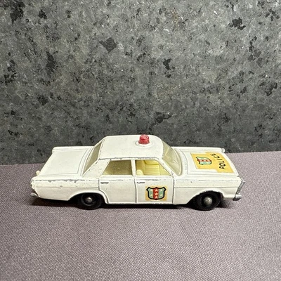 OLD VINTAGE LESNEY MATCHBOX # 55 FORD GALAXIE POLICE CAR Red Dome Light - Image 1 of 4