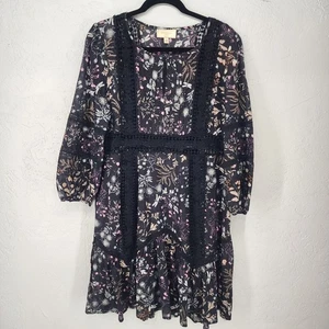 Anthropologie Moulinette Soeurs Kerstin Black Floral Boho Tunic Dress Size 8 - Picture 1 of 7