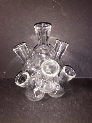 Jarrón redondo de propagación de plantas vintage MCM 7 con racimo de vidrio Foto 1 de 4