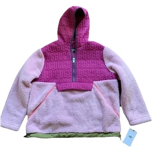 Ugg Women's Iggy Sherpa Jacket Half Zip Pink Lavender Breeze Size Large New - Picture 1 of 8